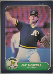 Front of 1986 Fleer JAY HOWELL #421 Base, front of a baseball card. Top-right corner shows the brand word 'FLEER' in light gray capital letters on the dark blue border. The central…