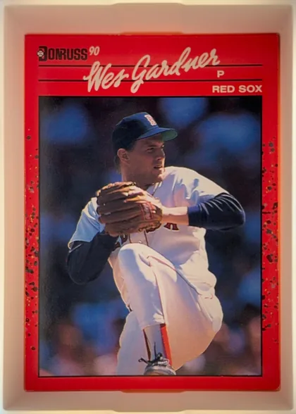 Front of 1990 Donruss Baseball Wes Gardner #541, portrait baseball card front. A red Donruss header occupies the top, with the Donruss logo at upper left and the large script name "Wes Gardner"…