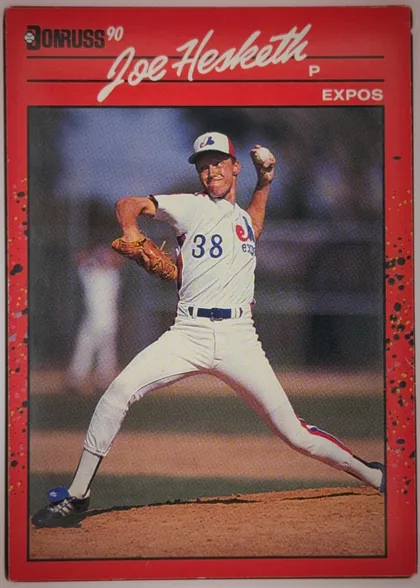 Front of 1990 Leaf Donruss JOSEPH (JOE) THOMAS HESKETH #511, upright portrait baseball card. The upper red header contains the Donruss logo and "'90" at left, a large white script player name across the top…
