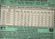 Back of 1991 Donruss Bo Jackson #632 Base, back of a baseball card on a light-green textured stock. Top band carries the player name line and birth/physical data (born Nov. 30, 1962, Bessemer…