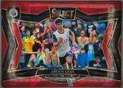 Front of 2024-25 Panini Select Premier League Soccer Archie Gray #236 Rookie Card, upright portrait-format soccer card front. A Tottenham Hotspur player is pictured running in a stadium, centered over a colorful crowd background…