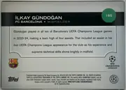 Back of 2024 Topps UEFA İLKAY GÜNDOĞAN #185 Base, back of a soccer card in landscape orientation. A black header band across the upper portion contains the large white player name "İLKAY GÜNDOĞAN,"…