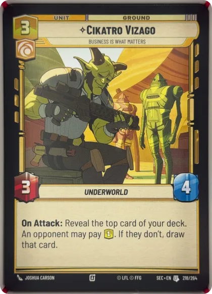 front of card