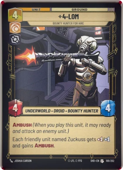 front of card