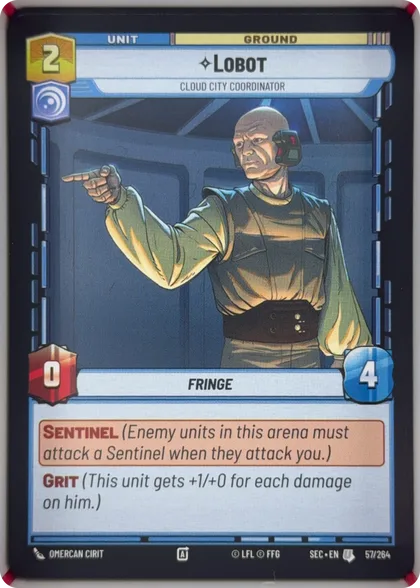 front of card