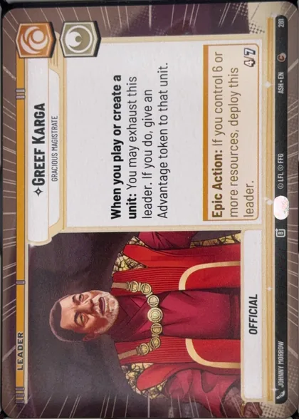 front of card