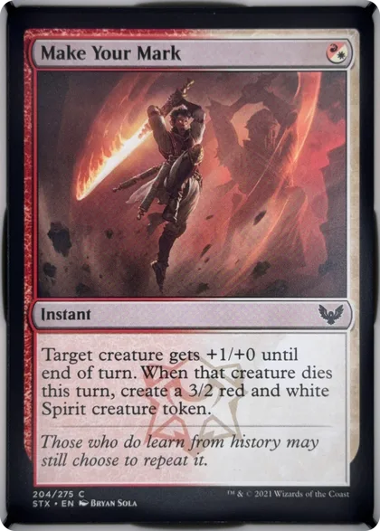 front of card