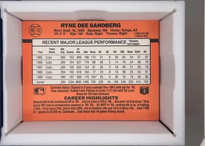 back of card
