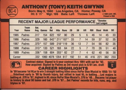 back of card