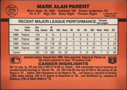 back of card