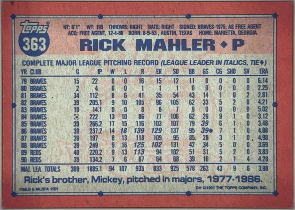 back of card