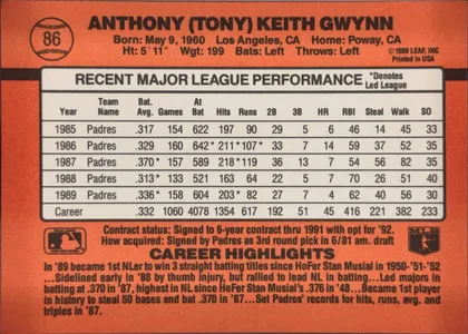 back of card