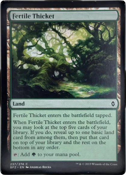 front of card