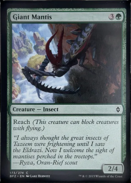 front of card