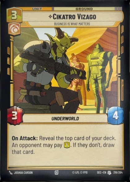 front of card