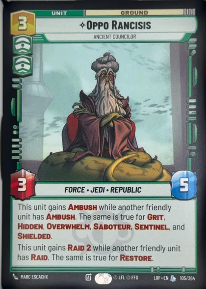 front of card
