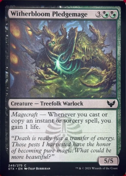 front of card