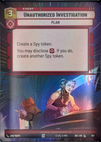 front of card