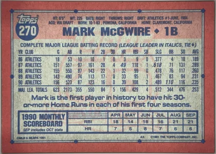 back of card