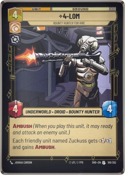 front of card