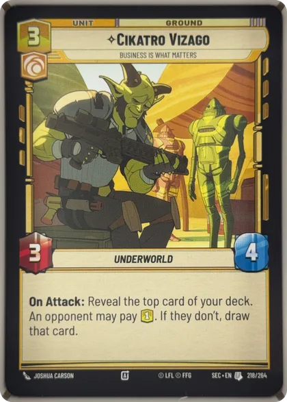 front of card