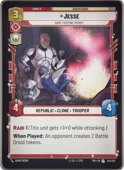 front of card