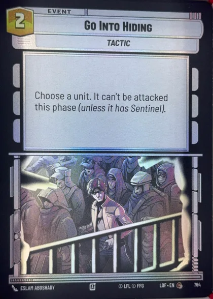 front of card