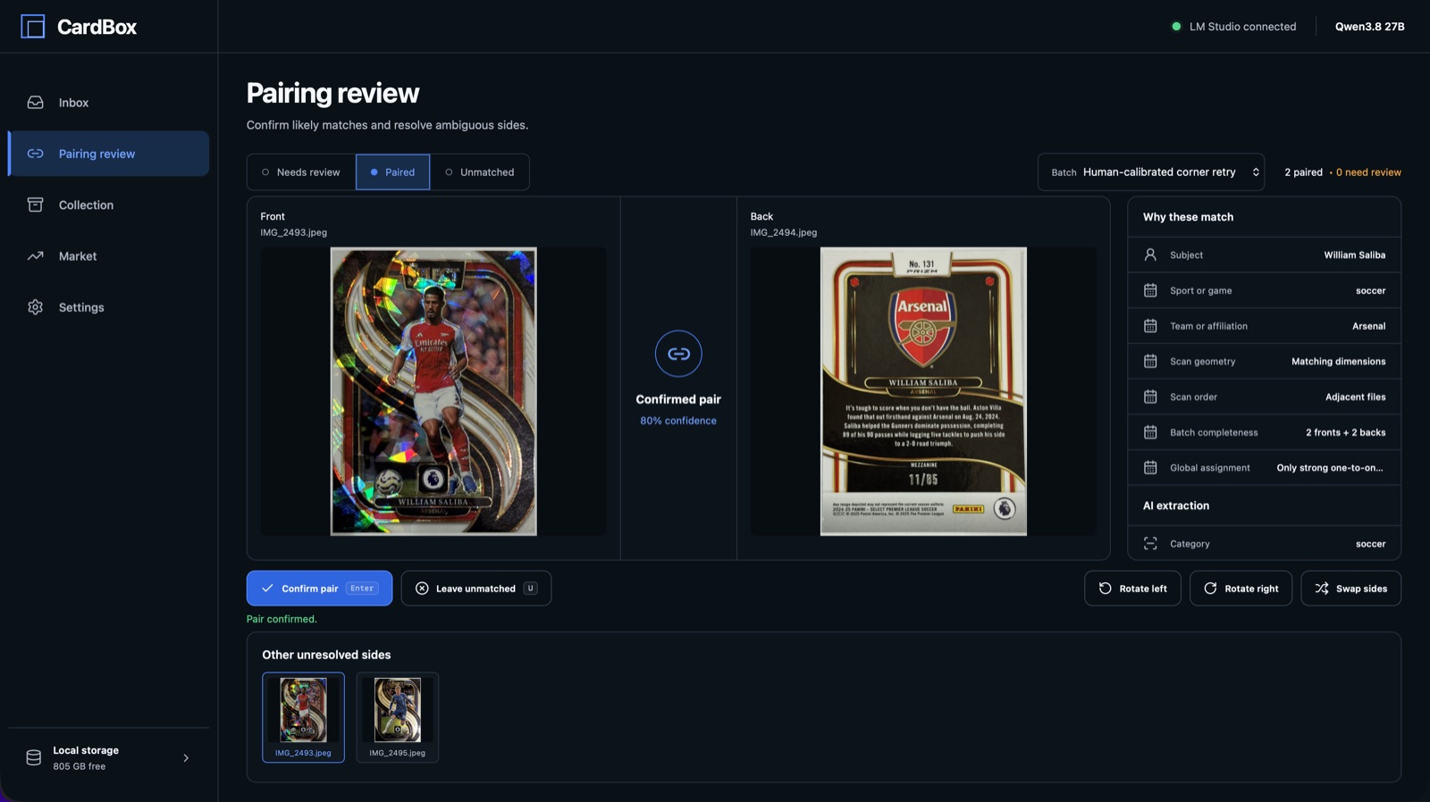 CardBox front and back pairing review